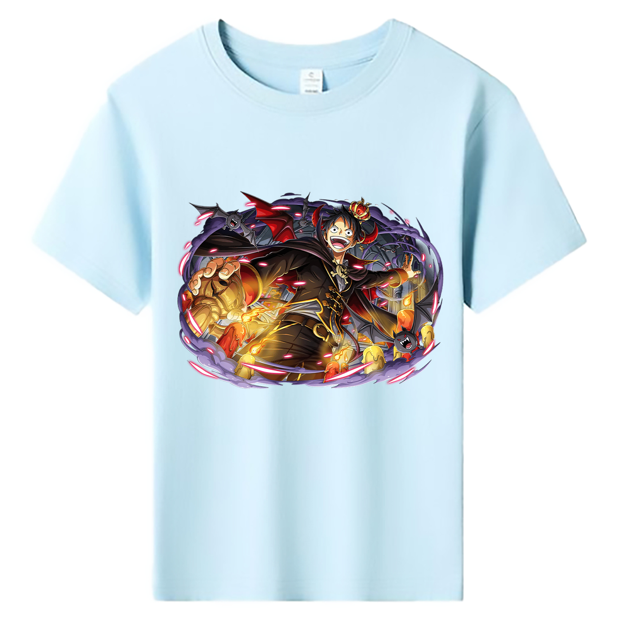 ワンピース モンキー・D・ルフィ ONE PIECE Monkey D. Luffy 綿100％キッズTシャツ（フロントプリント）